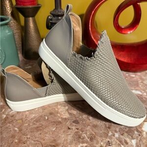 Indigo Gray Woven Slip-On Sneakers